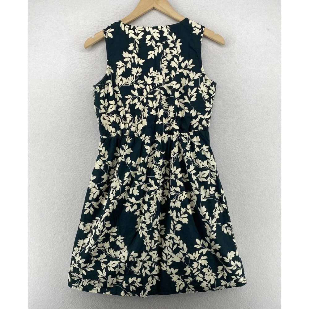 GARNET HILL Dress 4 Floral Surplice A-Line Mini Sleeveless Cotton Blue_3